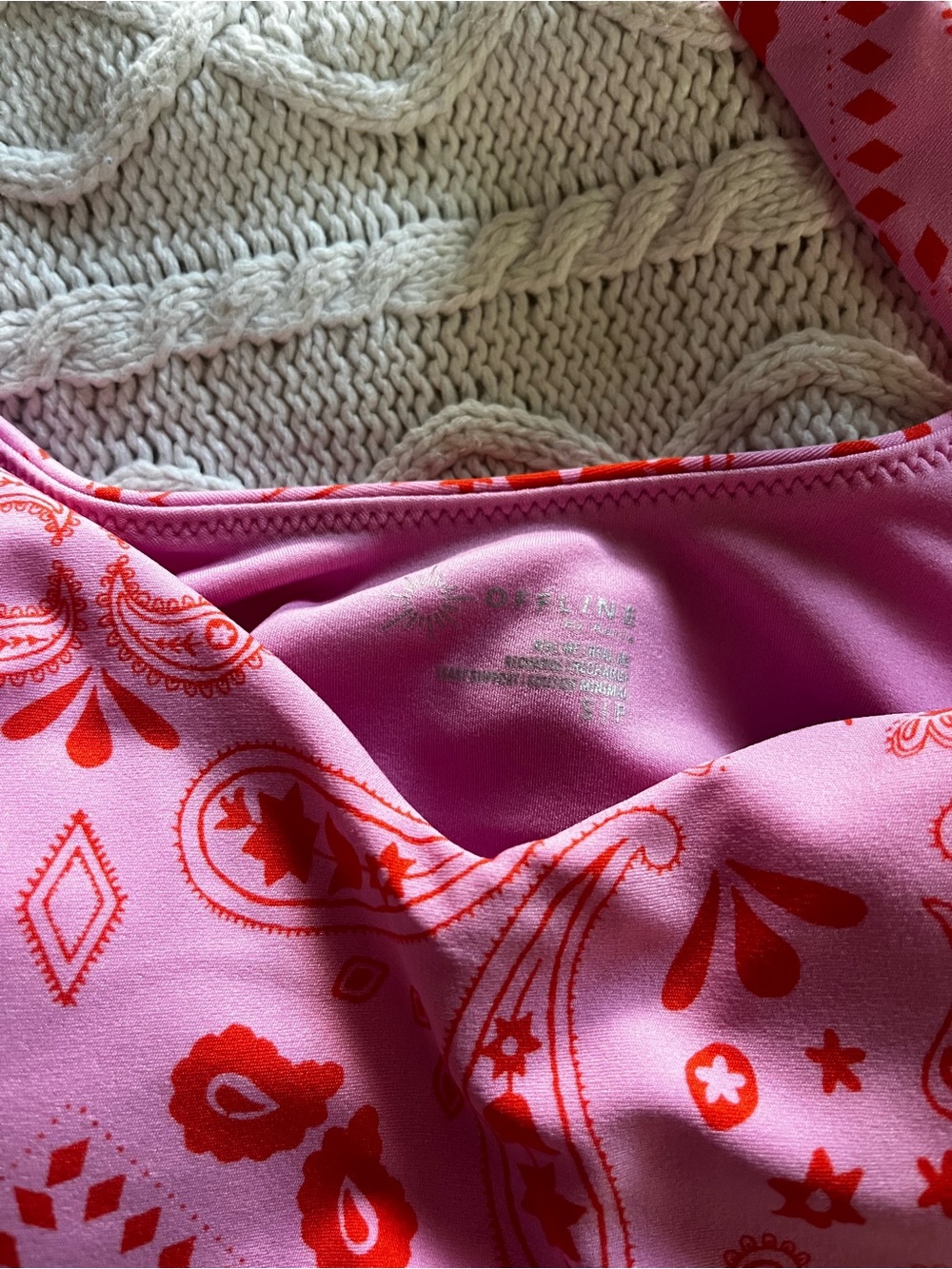 Aerie Offline Pink & Red Paisley Crop Tank Top Size Small - Picture 5 of 8